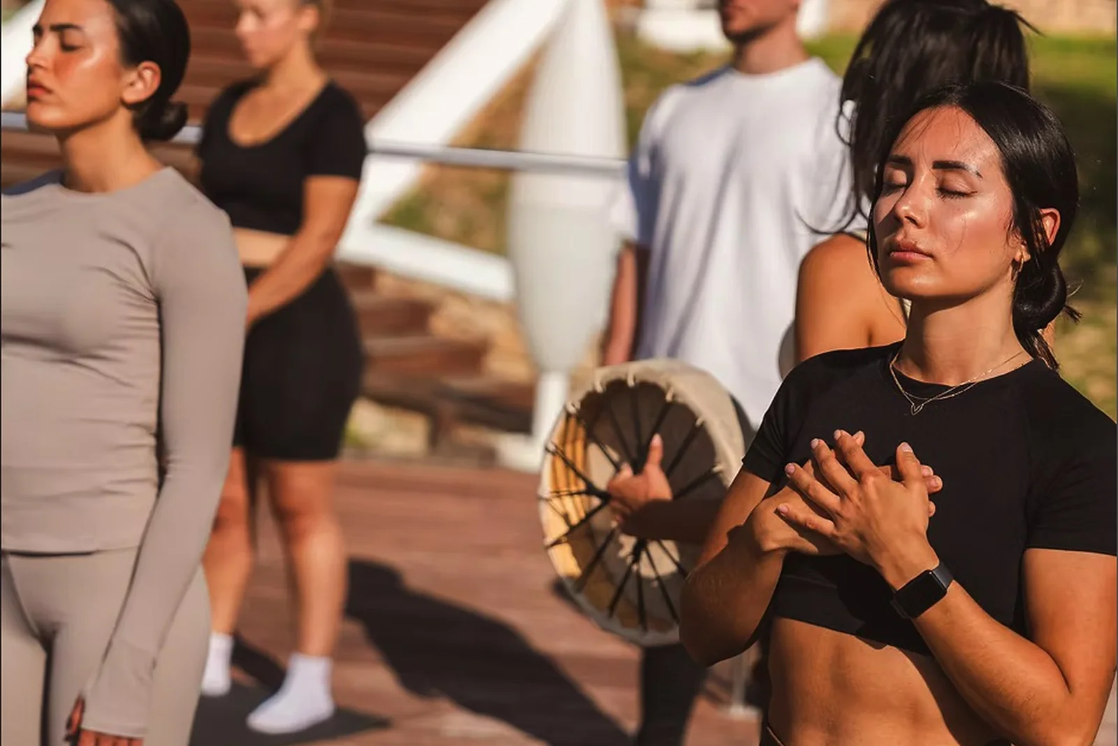 Group connecting by the pool during a Connection experience in Ibiza